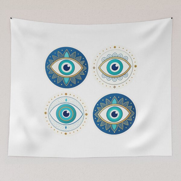 Item preview, Mandala Style Evil Eye Sticker Set | Blue & Gold Protection Amulet designed and sold by asliberry.