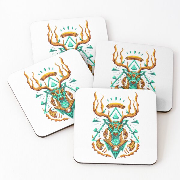 Item preview, Cypher Stag – Cyberpunk Hirsch Emblem in Türkis-Gold designed and sold by BShopStyle.