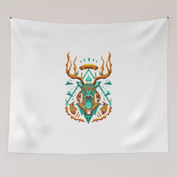 Item preview, Cypher Stag – Cyberpunk Hirsch Emblem in Türkis-Gold designed and sold by BShopStyle.