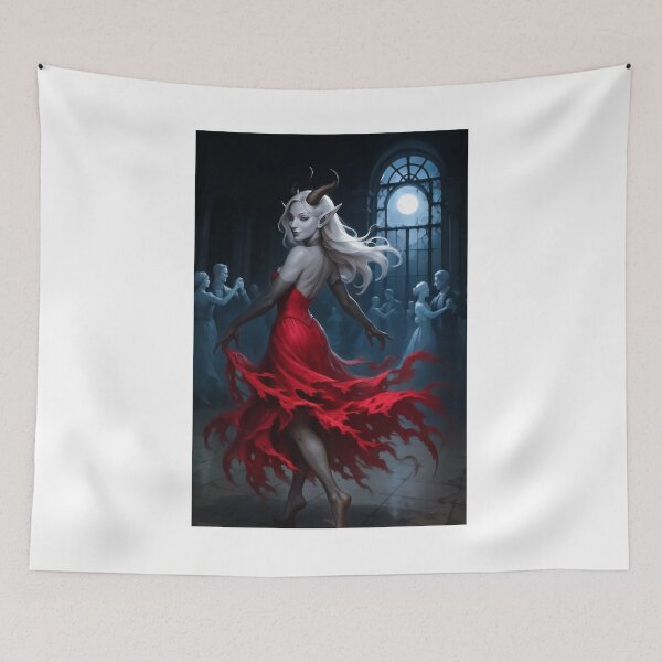 Item preview, Demoness in a red dress dancing in the dark designed and sold by CathryneDelamort.