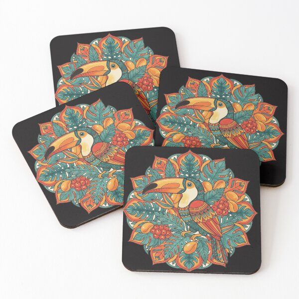 Item preview, Big-billed parrot in a classic patterned rainforest designed and sold by Emprahalen.