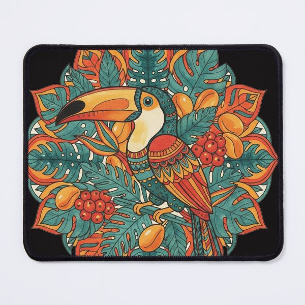 Item preview, Big-billed parrot in a classic patterned rainforest designed and sold by Emprahalen.