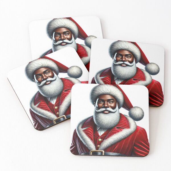 Item preview, Smiling Black Santa with White Beard | Festive Christmas Design designed and sold by Lulunza.