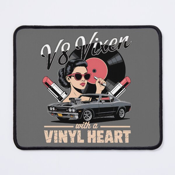 Item preview, 1960s music fashion - retro rock girl style - muscle car & music - women who rock - classic car and guitar - rock chick hot rod - beehive hair rock - Route 66 rocker - fuzz pedal and lipstick designed and sold by JansenGS.