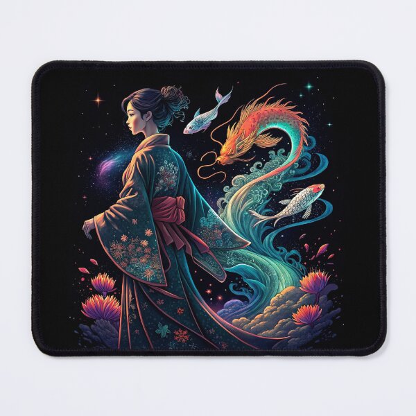 Item preview, Japanese woman with dragon and koi designed and sold by Talpha.
