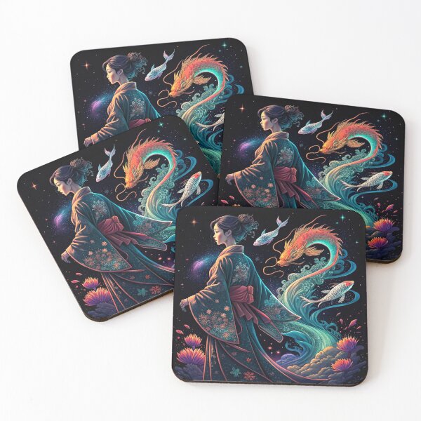 Item preview, Japanese woman with dragon and koi designed and sold by Talpha.