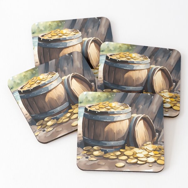 Item preview, Gold Coins in Wooden Barrel designed and sold by CalmnessbyChoice.