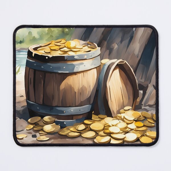 Item preview, Gold Coins in Wooden Barrel designed and sold by CalmnessbyChoice.