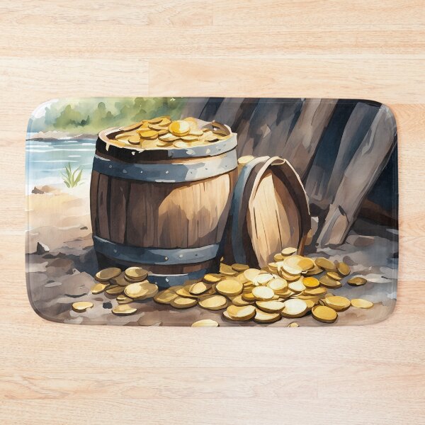 Item preview, Gold Coins in Wooden Barrel designed and sold by CalmnessbyChoice.