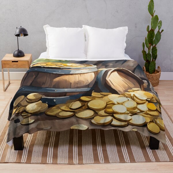 Item preview, Gold Coins in Wooden Barrel designed and sold by CalmnessbyChoice.