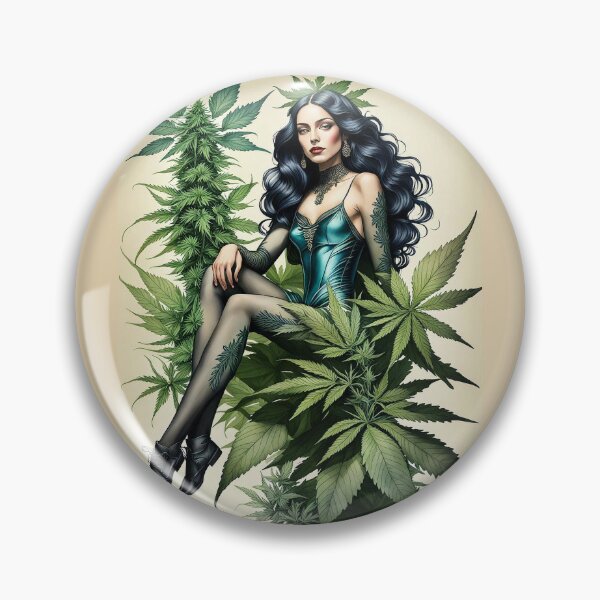 Item preview, Pinup girl in the cannabis jungle designed and sold by Talpha.