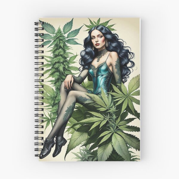 Item preview, Pinup girl in the cannabis jungle designed and sold by Talpha.