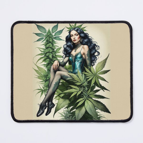 Item preview, Pinup girl in the cannabis jungle designed and sold by Talpha.