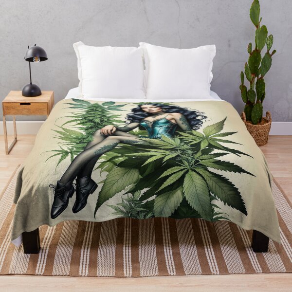 Item preview, Pinup girl in the cannabis jungle designed and sold by Talpha.