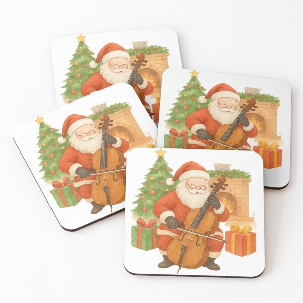 Item preview, Festive Santa Playing Cello Watercolor Christmas Holiday Art designed and sold by Tender Flower Clothing.