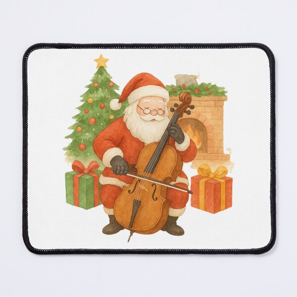 Item preview, Festive Santa Playing Cello Watercolor Christmas Holiday Art designed and sold by Tender Flower Clothing.
