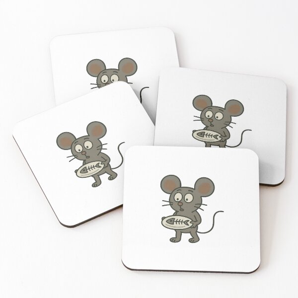 Item preview, Surprised Mouse with Fishbone Plate – Funny Cartoon Character designed and sold by YokoByIngoErno.