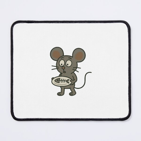 Item preview, Surprised Mouse with Fishbone Plate – Funny Cartoon Character designed and sold by YokoByIngoErno.