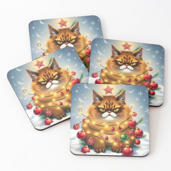 Item preview, chubby cat with christmas lights designed and sold by Talpha.