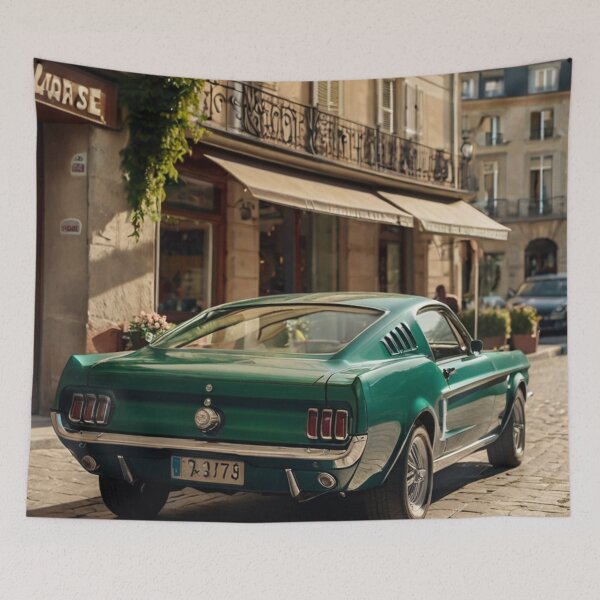 Item preview, Green Horizon, Vintage 1965 Ford Mustang on the Sunlit Boulevard designed and sold by BlareBlare.