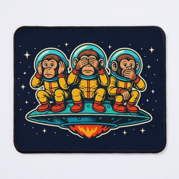 Item preview, Three Wise Monkeys in Space – Astronaut Art designed and sold by InkSplash77.