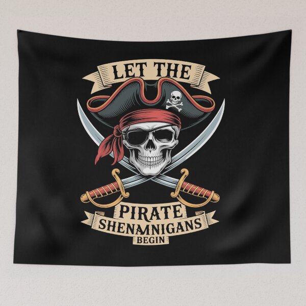 Item preview, Let The Pirate Shenanigans Begin Halloween Skull  designed and sold by Veroniadic.