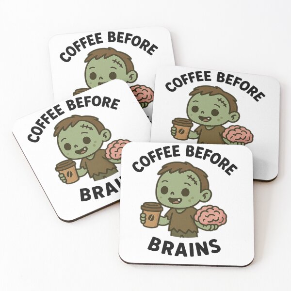 Item preview, Coffee Before Brains – Funny Zombie Cartoon Coffee Design designed and sold by MythoWorldddd.