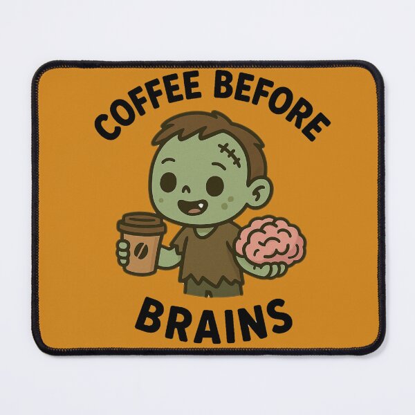 Item preview, Coffee Before Brains – Funny Zombie Cartoon Coffee Design designed and sold by MythoWorldddd.