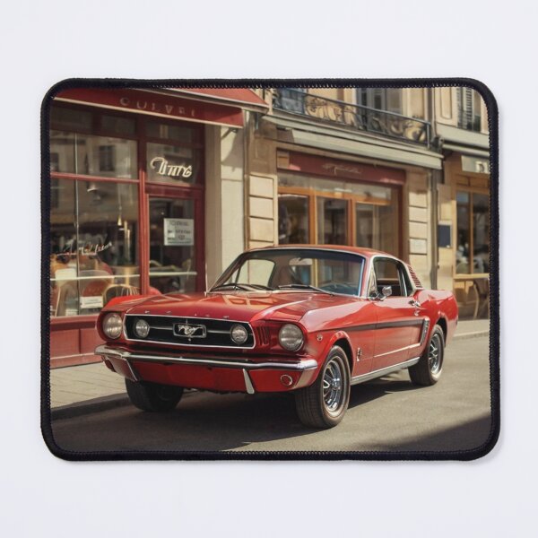 Item preview, Red Passion, Retro 1965 Ford Mustang on the Sunlit City Road designed and sold by BlareBlare.