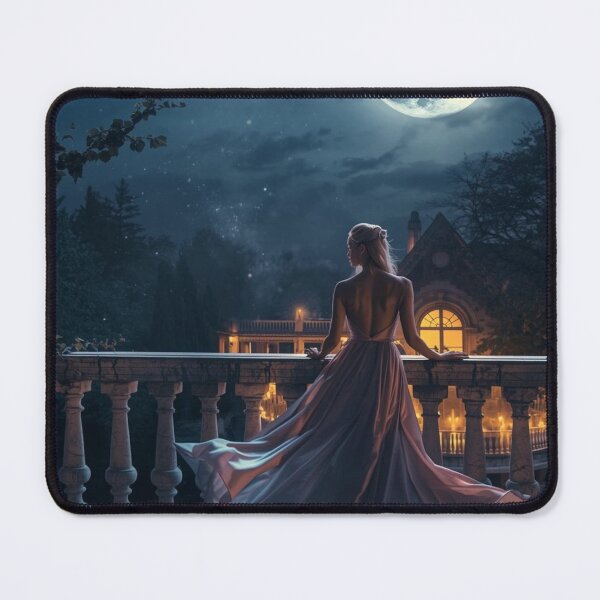 Item preview, Moonlit Balcony Romance Regency Night Scene Elegant Evening Gown designed and sold by Creativity Meets Healing.