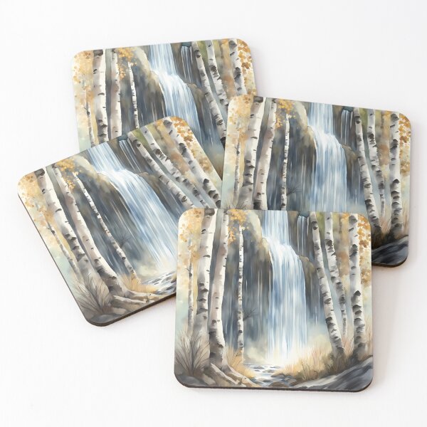 Item preview, High Waterfall in Birch Forest  designed and sold by CalmnessbyChoice.