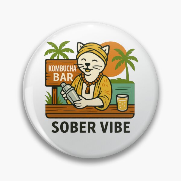 Item preview, Sober Vibe – Kombucha Bar Cat for Mindful Drinkers designed and sold by ZenCatZone.