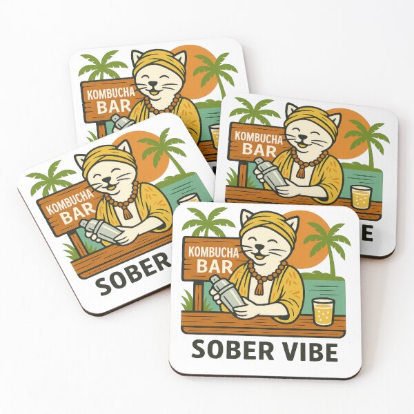 Item preview, Sober Vibe – Kombucha Bar Cat for Mindful Drinkers designed and sold by ZenCatZone.