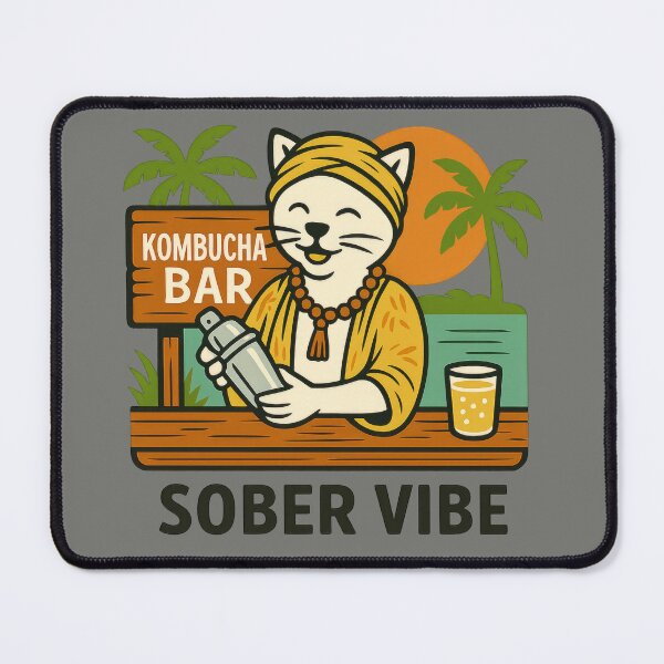 Item preview, Sober Vibe – Kombucha Bar Cat for Mindful Drinkers designed and sold by ZenCatZone.