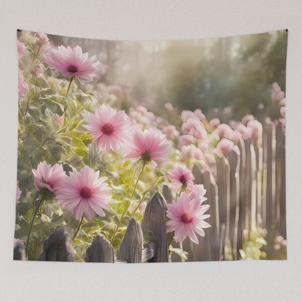 Item preview, Pink Flowers by Wooden Fence designed and sold by CalmnessbyChoice.