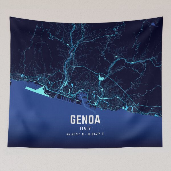 Item preview, Genoa Midnight City Map designed and sold by HomeLivingCo.