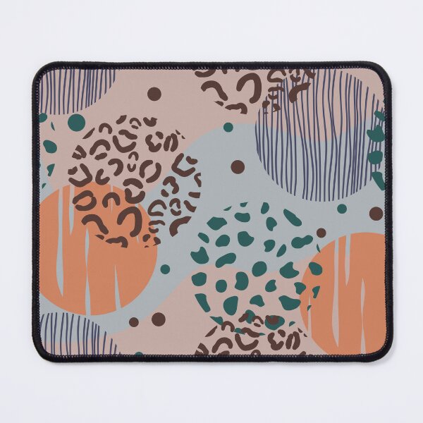 Item preview, Abstract seamless pattern featuring organic shapes leopard spots vertical stripes and dots in muted bohemian colors designed and sold by Crispifly.