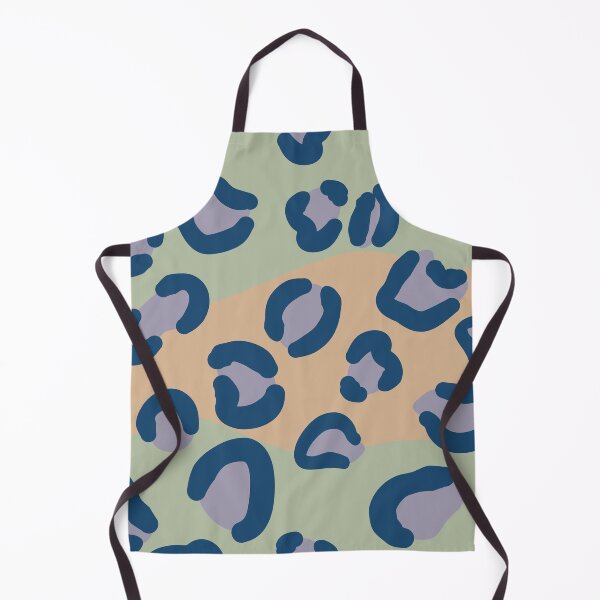 Item preview, Seamless leopard pattern with blue and purple spots Wavy sage green and brown background in a flat graphic style designed and sold by Crispifly.