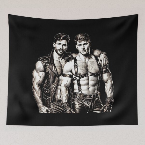 Item preview, Gay Leather Bar Pride "Hank & Joe" San Francisco Pride Graphic Design designed and sold by ItsAKinkThing.