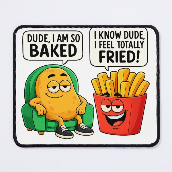 Item preview, Funny Food Pun Stoner Humor Cartoon Potato Fries Baked Potato Fry Pun Humor Foodie designed and sold by NeboulaHamra.