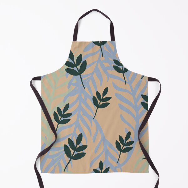 Item preview, Seamless pattern of stylized dark green leaves Translucent blue and pale green foliage layers on a warm beige background designed and sold by Crispifly.