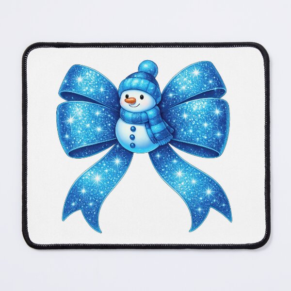Item preview, Sparkling Blue Glitter Christmas Bow with Cute Snowman designed and sold by MujernDesignArt.