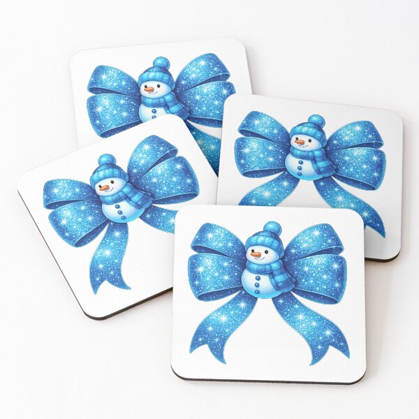 Item preview, Sparkling Blue Glitter Christmas Bow with Cute Snowman designed and sold by MujernDesignArt.