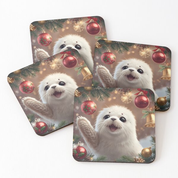 Item preview, Cute Seal playing with Christmas ornaments designed and sold by SealMart.