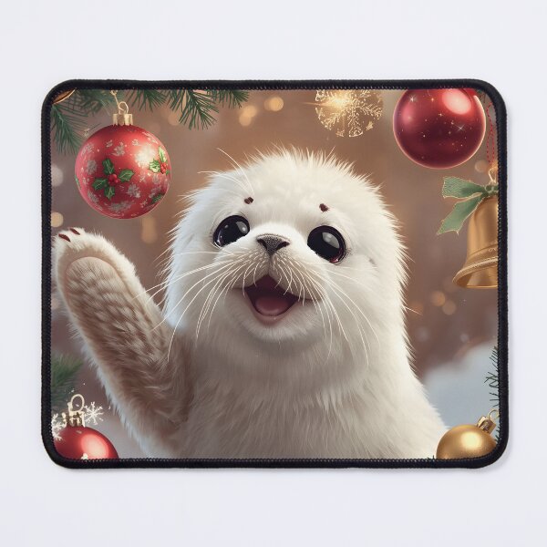 Item preview, Cute Seal playing with Christmas ornaments designed and sold by SealMart.