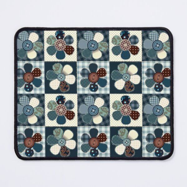 Item preview, Vintage Blue Patchwork Flower & Button Quilt designed and sold by dnyl.