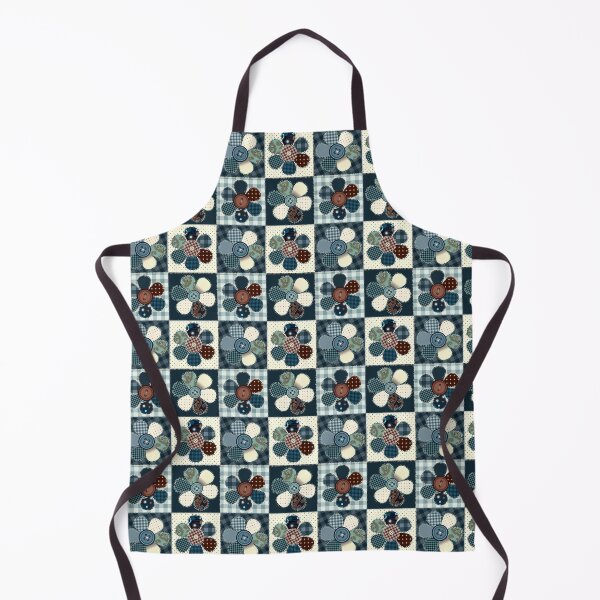 Item preview, Vintage Blue Patchwork Flower & Button Quilt designed and sold by dnyl.