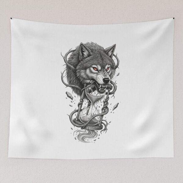 Item preview, Wolf of Time – Fierce Guardian Hourglass Design designed and sold by Kavya Art.