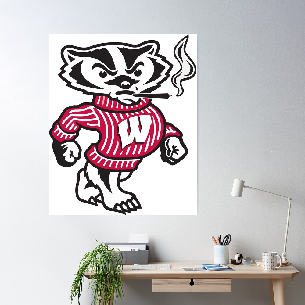 Angry Bucky Badger, Black, Large Women's Racerback Tank