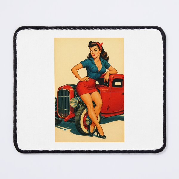 Item preview, Pin-Up Hot Rod Girl Vintage Car Art – Retro Rockabilly Kustom Kulture Design designed and sold by Fleetwood1994.